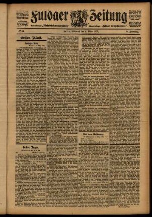 Erste Ausgabe vom Mittwoch, den 06. März 1907.