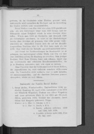 Stammtafel der Familie Bernd Moller.