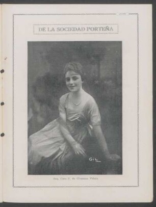 De la sociedad porteña : [Fotografía de] Sra. Cora F. de Gimenez Videla