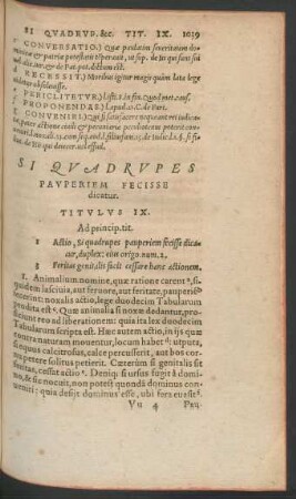 Si Quadrupes Pauperiem Fecisse dicatur. Titulus IX.
