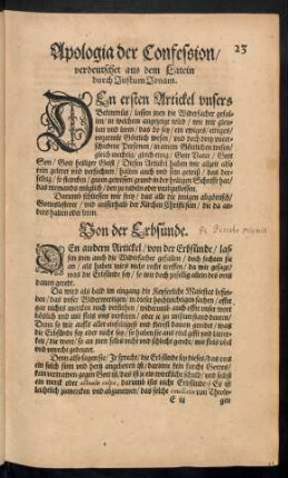 Von der Erbsünde.