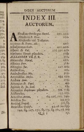Index III. Auctorum