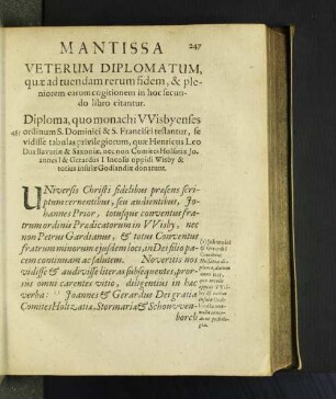 Mantissa Veterum Diplomatum, quae ad tuendam rerum fidem ...