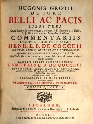 Hugonis Grotii De Iure Belli Ac Pacis Libri Tres, 4