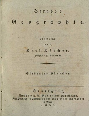 Strabo's Geographie, Siebentes Bändchen
