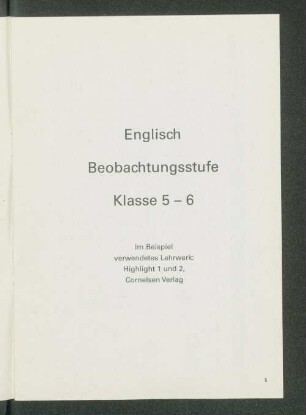 Englisch Beobachtungsstufe Klasse 5-6
