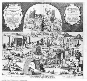 Athanasii Kircheri Latium, ..., Falttafel vor Seite 101: Das Nilmosaik in Palestrina (nach der Antike), mit Widmung an den Kardinal Francesco Barberini