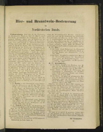 Bier- und Brandweinbesteuerung im Norddeutschen Bunde