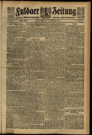 Erste Ausgabe vom Freitag, den 20. September 1912.
