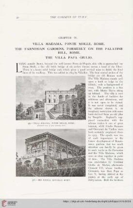 Chapter IV: Villa Madama, Ponte Molle, Rome. The Farnesian Gardens, formerly on the Palatine Hill, Rome. The Villa Papa Giulio