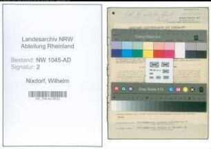 Entnazifizierung Wilhelm Nixdorf , geb. 02.08.1897 (Schlachthofhallenmeister)