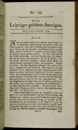 No. 70. Den 30ten August 1789.