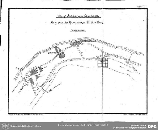 Tafel XIV - Königl. Halsbrückner Schmelzhütte. Lageplan des Kraftwerkes Tuttendorf