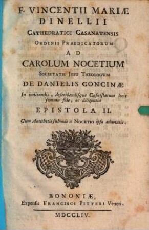 Ad Carolum Nocetium de Danielis Concinae ... epistola