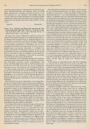 635-637 [Rezension] Kerner, Hanns, Luthertum und ökumenische Bewegung für praktisches Christentum
