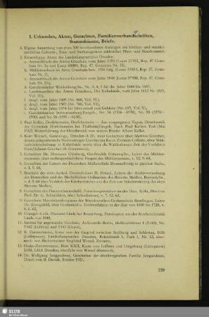 I. Urkunden, Akten, Gutachten, Familienverbandschriften, Stammbäume, Briefe