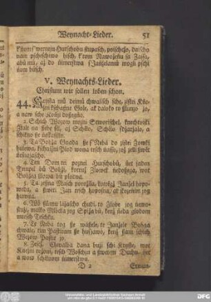 V. Weynachts-Lieder.