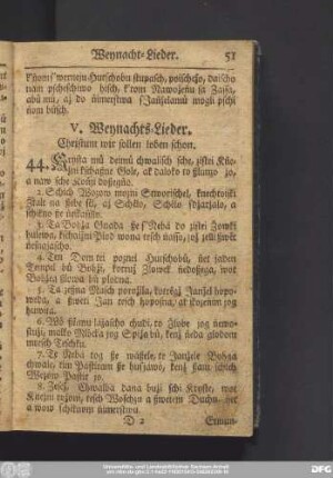 V. Weynachts-Lieder.
