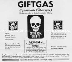 Etikett einer Dose Zyklon für den Export nach Dänemark - Sachkonvolut