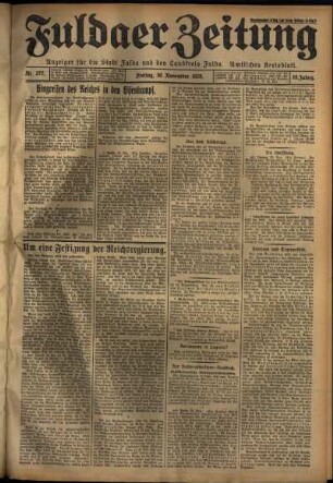 Erste Ausgabe vom Freitag, den 30. November 1928.