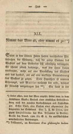 XLI. Nimmt das Meer ab, oder nimmt es zu?