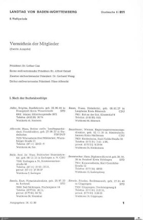 Mitglieder, Präsidium, Ausschüsse