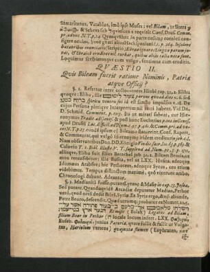 Quaestio II. Quis Bileam fuerit ratione Nominis, Patria atque Officii?