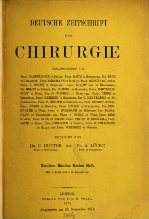Deutsche Zeitschrift für Chirurgie, 2. 1873
