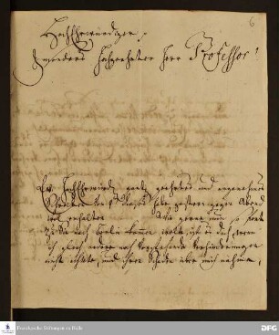 Brief von Jacob Krantz an August Hermann Francke.