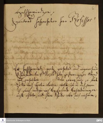 Brief von Jacob Krantz an August Hermann Francke.