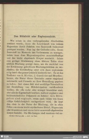 Das Blitzlicht oder Explosionslicht
