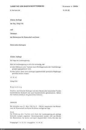 Anfrage der CDU zum Schutz alten Kulturguts