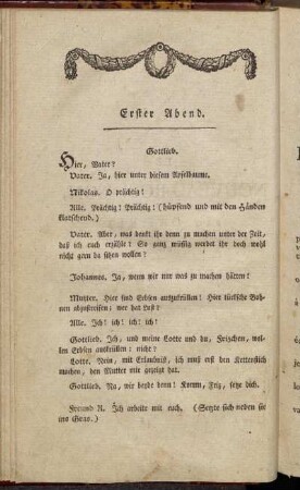 Erster Abend. = Premiere Soirée.