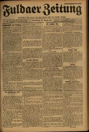 Ausgabe vom Donnerstag, den 30. August 1923.