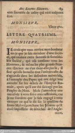Lettre Quatrième