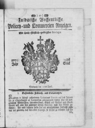 15tes Stück, Ausgabe vom 11. April 1770