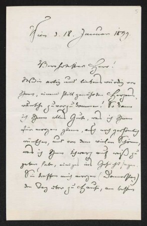 Brief von Max Kalbeck an Gerhart Hauptmann
