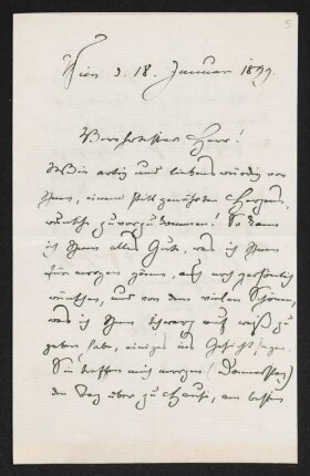 Brief von Max Kalbeck an Gerhart Hauptmann