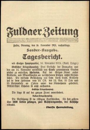 Ausgabe vom Dienstag, den 16. November 1915.