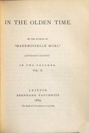 In the olden Time : In two volumes, Vol. 2