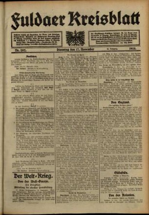 Ausgabe vom Dienstag, den 17. November 1914.