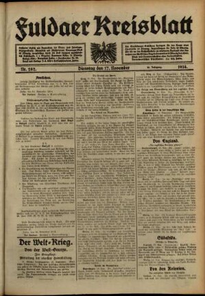 Ausgabe vom Dienstag, den 17. November 1914.