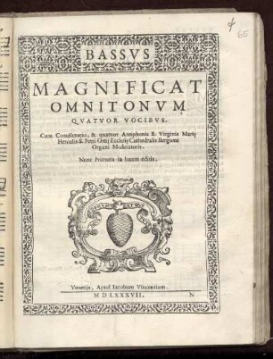Hercules: Magnificat omnitonum quatuor vocibus. Bassus