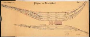 Hauptbahnhof, Leipzig Schinkelwettbewerb 1899: Verschlusstafel: Gleisplan. Grundriss