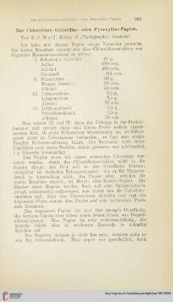 Das Chlorsilber-Celloïin- oder Pyroxylin-Papier