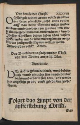 Folget das Ampt von der aufferstehung Christi.