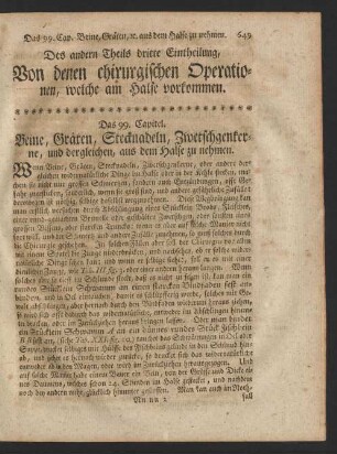 Des andern Theils dritte Eintheilung, Von denen chirurgischen Operationen, welche m Halse vorkommen.