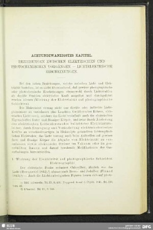 Achtundzwanzigstes Kapitel, Beziehungen zwischen elektrischen und photochemischen Vorgängen, Lichtelektrische Erscheinungen