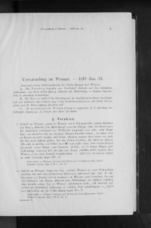 Versammlung zu Wismar. - 1419 Jan. 24.