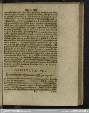 Observatio VIII. De constitutione pignorationis, & ejus requisitis